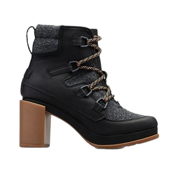 Sorel Shoes - SOREL lace up Blake Boots in black leather brown heel size 9